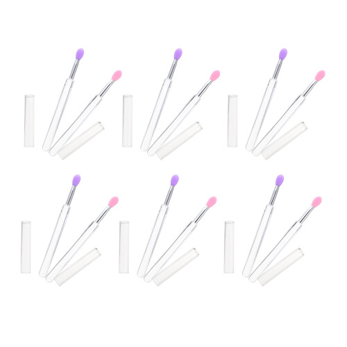 12Pièces Pinceaux Silicone Multicolores Pour Et Yeux