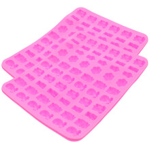 2Pcs Pink Silicone Animal Gummy Molds Non-Stick DIY Candy Maker