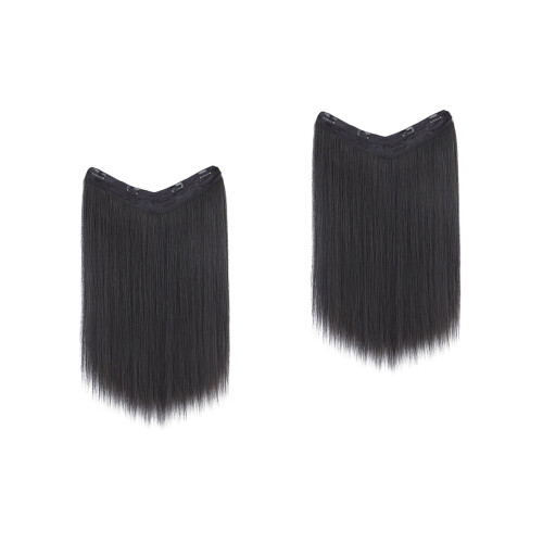 2Pièces Extensions Noires À Clip Longues Et Lisses 2