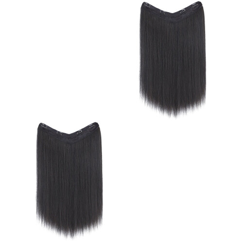 2Pièces Extensions Noires À Clip Longues Et Lisses 1