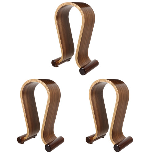 3Pièces Présentoir Casque Bois Café Idéal Surface Lisse Pas Percer 2