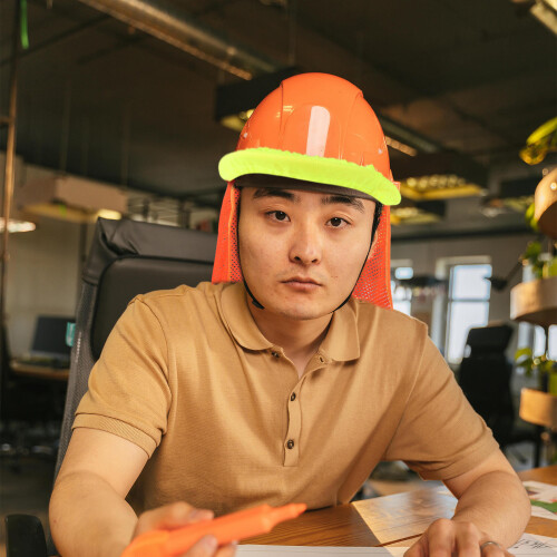 6Pièces Couvre-Hardhat Orange Respirant Solaire Cou 2