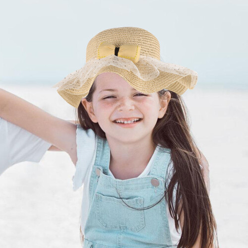 2Pièces Chapeaux Été Rose Clair Protection Uv Plage 2