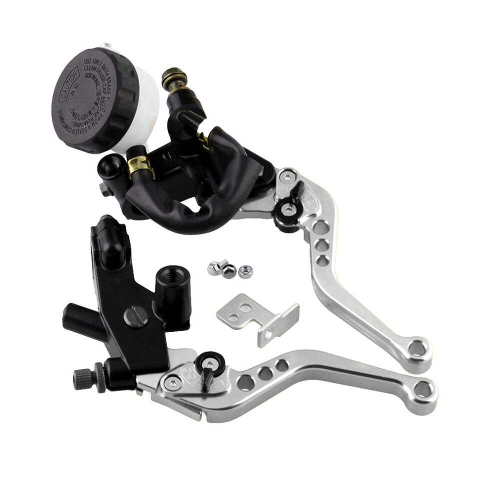 2Pairs Aluminum Alloy Front Brake Clutch Master Cylinder Lever Silver 3404206517312