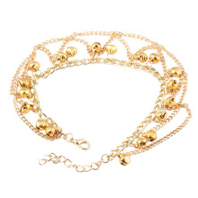 3Pcs Alloy Bell Foot Chains Golden Adjustable Anklets for Travel Decor
