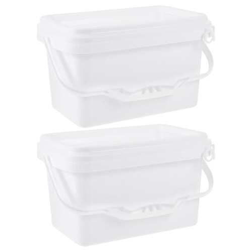 4Pcs White PP Paint Buckets with Lid Durable Home Storage Containers 1