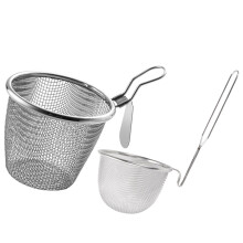 2Sets Silver Mesh Pasta Strainer Basket with Handle for Cooking Use