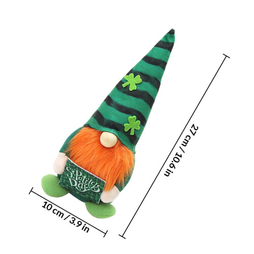 1Pc Soft Fabric St. Patrick's Day Tomte Gnome Doll Green Plush Gift 1
