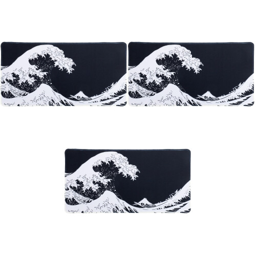 3Pcs Computer Mouse Pads with Rubber Base Black Soft Surface 2