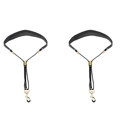 2Pcs Professional Saxophone Neck Strap Black Strong Metal Hook 1