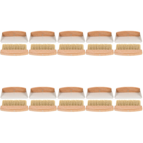 10Sets Portable White Mini Cleaning Broom Dustpan Set for Desktop 1