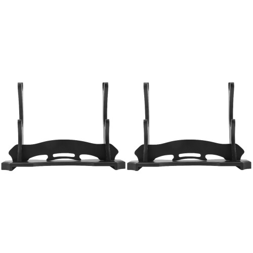 2Pcs Stable Wooden Sword Display Stand Black Tabletop Organizer 2