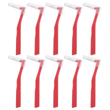 10St Orthodontische Hoekige Borstels Plastic Met Zachte Rood