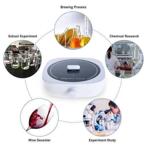 Magnetic Stirrer  Lab Stir Mixer Portable Stirrer Plate 2L for Laboratory Projects US Plug 2