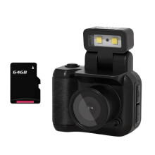 SLR Style Camera Cmos 64GB with Flash Light & Charging Dock Portable Video Recorder DV 1080P with LCD Screen Black