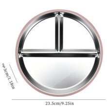 2PCS Stainless Steel Kids Plates 9 Inch Toddler Divided Plates with Removable Silicone Sleeves 4 Suction Cups