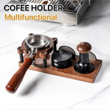 Pisón para Café Expreso de 53 mm, 54 mm y 58 mm, Soporte para Portafiltros y Estante de Madera de Nogal, Soporte para Accesorios de Barista