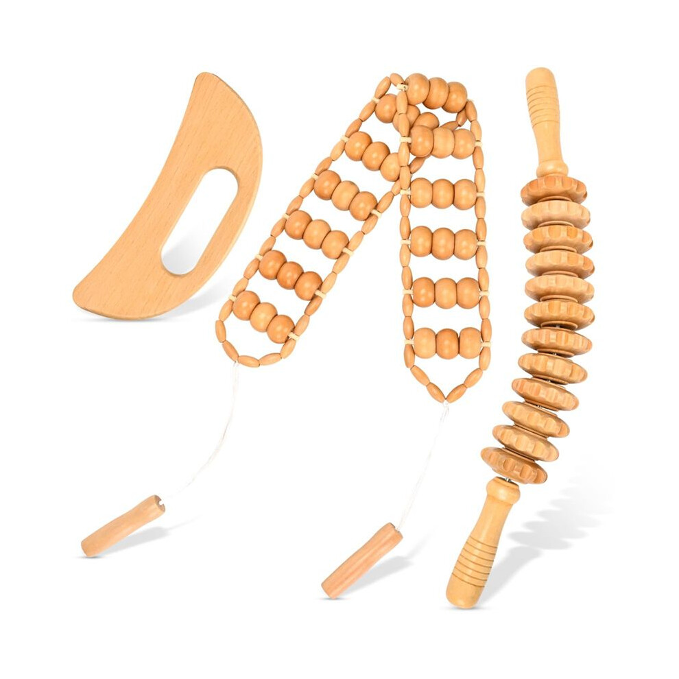 Tlily Wood Therapy Massage Tools Lymphatic Drainage Massager Wood Therapy Kit Wooden Gua Sha Massager Body Sculpting Tools