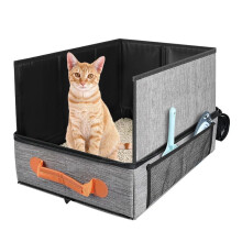 Reiskattenbak voor Katten, Opvouwbare Kattenbak met Deksel, Draagbare Kattenbak met Rits en Harde Bodem