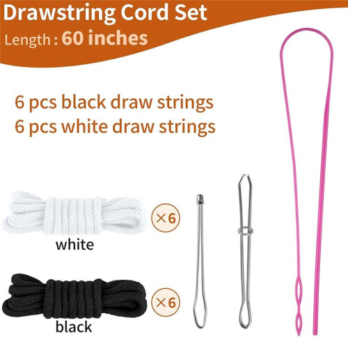 12 Pcs Drawstring Cord, 60 Inch Hoodie String Replacement, Draw String with Threader Tool for Sweatpants Pants 1