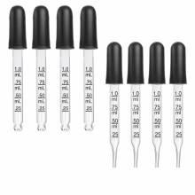 8pcs 1ml Eye Dropper, Glass Dropper with Measurements Pipettes Dropper with Rubber Glass Pipette for Medicine