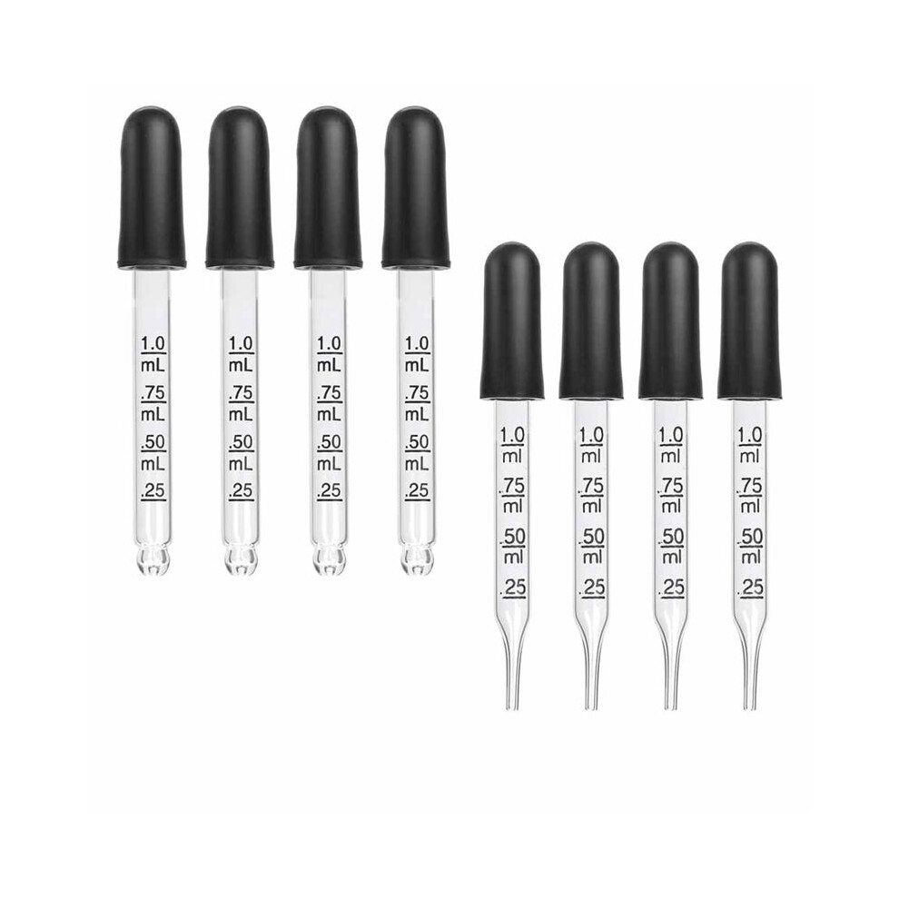 Jojomino 8Pcs 1Ml Eye Dropper, Glass Dropper With Measurements Pipettes Dropper With Rubber Glass Pipette For Medicine