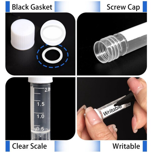 120pcs 2 Ml Plastic Vials Lab Plastic  Test Tubes Graduated with Cap for Laboratory School Educational 2