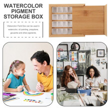 Hölzerne Aquarellpalettenbox mit Halben Näpfen, Leeres Gitter, Ausziehbare Ölgemälde-Strahlpaletten, Tragbares Farbtablett für Unterwegs