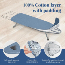 Petite Planche à Repasser de Table avec Housse et Coussin, Planche à Repasser Pliable Portable avec Pieds Antidérapants, Table à Repasser de