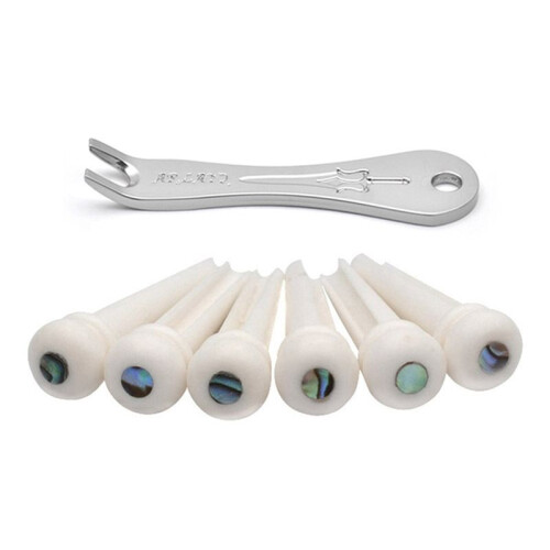 6PCS Cattle Bone Guitar Bridge Pins W/ Pin Puller for Acoustic Guitar Accessories
