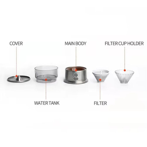 Cafetera Automática Portátil con Carga USB, Cafetera de Viaje Compacta, Cafetera de Viaje para Exteriores 2