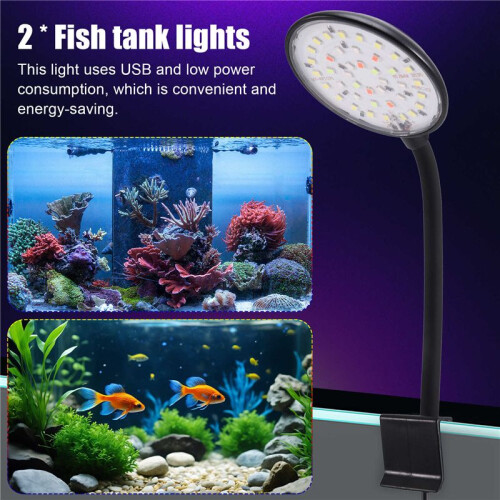 USB Small Fish Tank Light Variable Color Dimming Clip Light Led Light Aquarium Light Water Grass Light Fish Tank Light 2