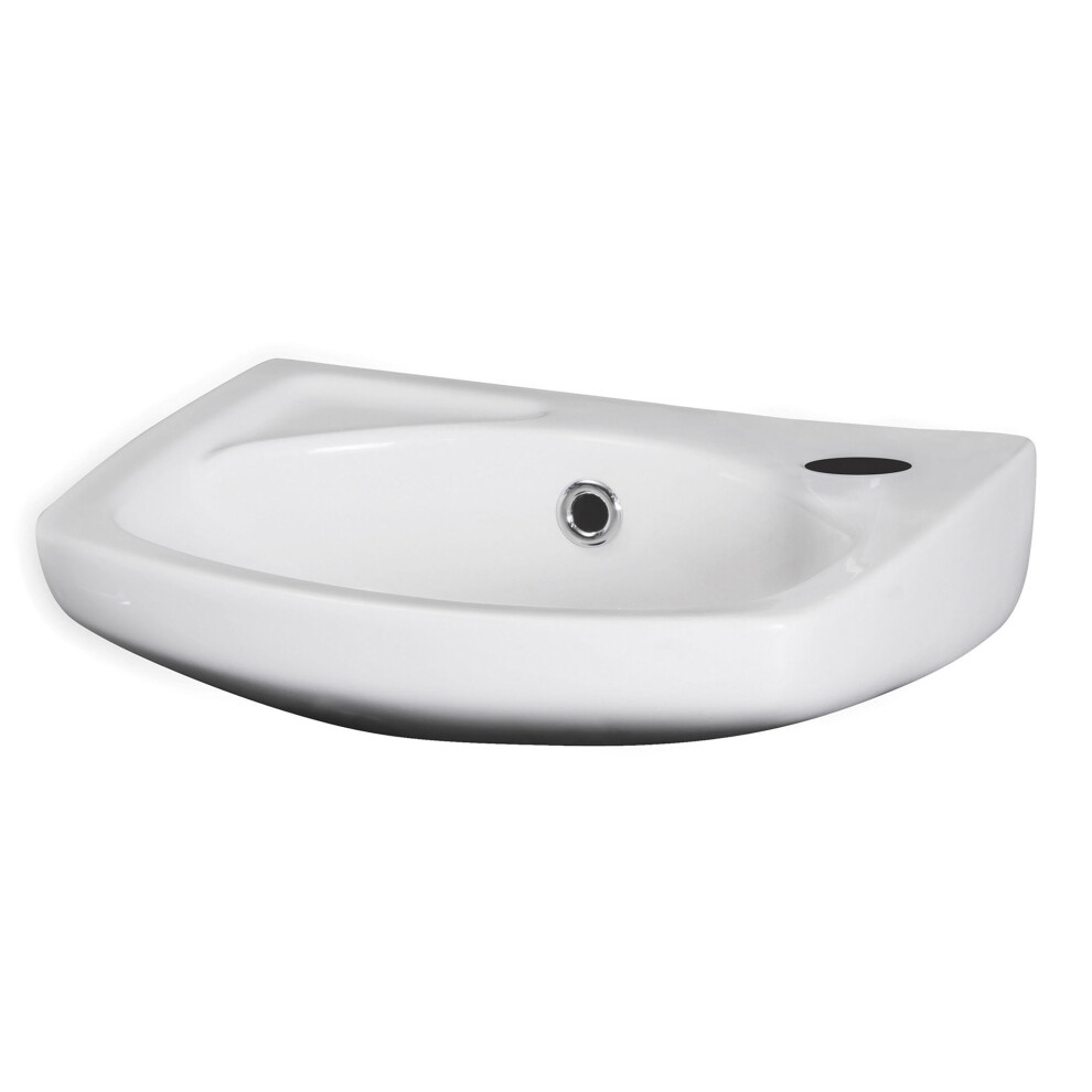Balterley Anslow Modern Wall Hung Ceramic Basin With Overflow And Tap Hole, 350Mm - White
