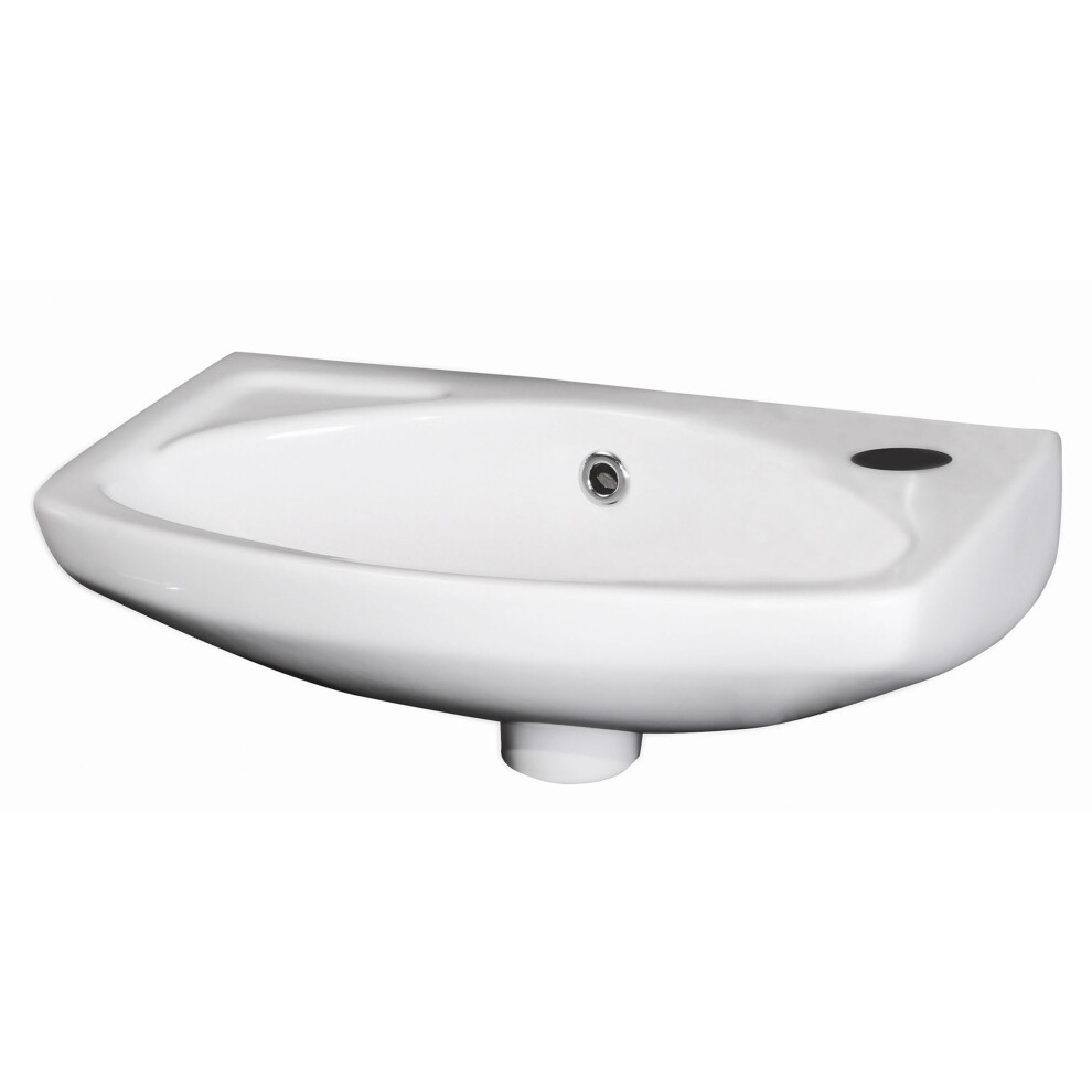 Balterley Anslow Cloakroom Wall Hung 1 Tap Hole Oval Ceramic Basin With Overflow, 450Mm - White