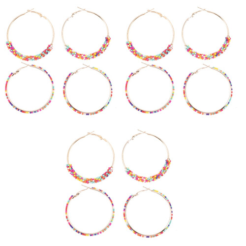 6Paires Boucles D'oreilles Ouverts Colorées 2
