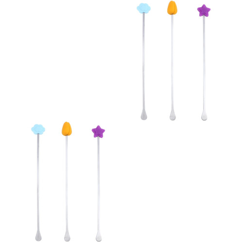 6Pièces Agitateurs Multicolores Silicone Durable Pour Poudre Lait Bébé 2
