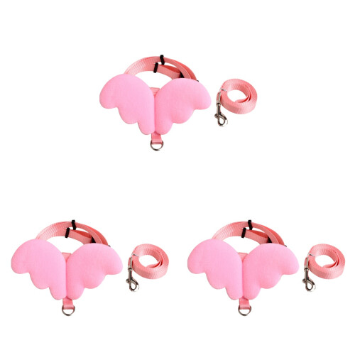3Pièces Laisse Animaux Rose Confortable Traction Collier Sûr 1