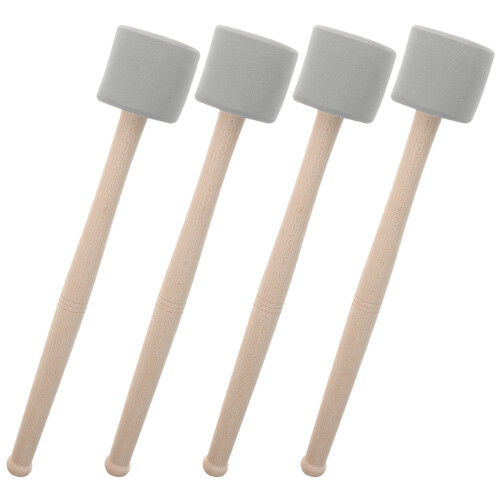 4Paires Maillets Percussion Bois Gris Tête Mousse Eva Confortable