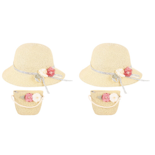 2Ensembles Chapeaux Beige Uv Protection Sac Plage 1