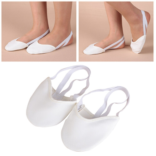 Chaussures De Danse Blanche Demi-Semelle Avec Tissu Extensible 2
