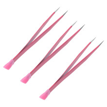 3Pièces Pinces Manucure Rose Acier Inoxydable Silicone Outils Nail Art