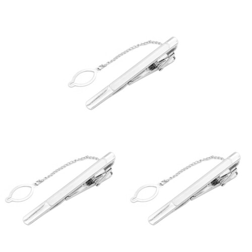 3Pièces Clips Necktie Argentés Métal Anti- Style 1