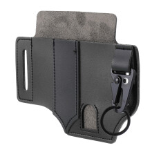 3Pièces Sac Ceinture Cuir Noir Rangement Extérieur