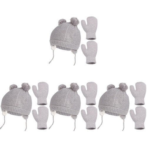 4Pièces Bonnet Et Moufles Bébé En Hiver 1