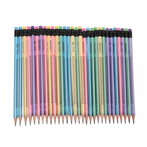 30Pièces Crayons Bois Pour Écriture Et Esquisse Avec Gomme Multicolore
