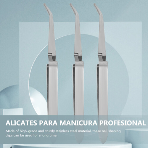 3Pièces Pincettes Ongles Acier Inoxydable Multiusage Manucure Argent 2