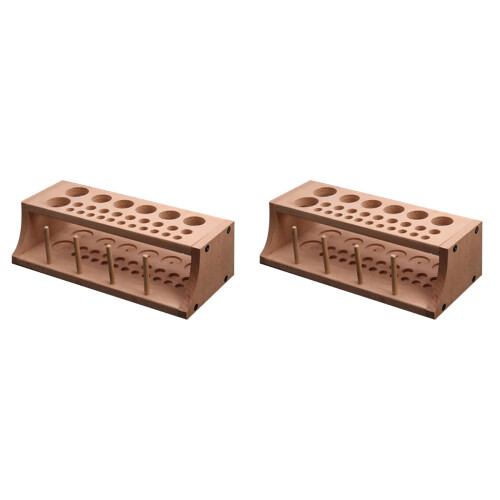 2Pcs Sturdy Tool Rack Wooden Tool Stand Holder Light Brown 2