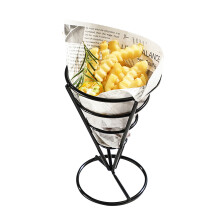 5Pcs Black Iron French Fry Basket Cone Stand for Snack Storage