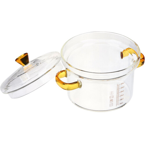 3Pcs Clear Glass Stew Bowls with Cover Safe Kitchen Tableware Set