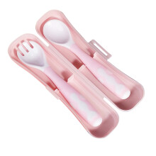 2Sets Infant Voedingslepels En Roze 360 Buigbaar PP Materiaal